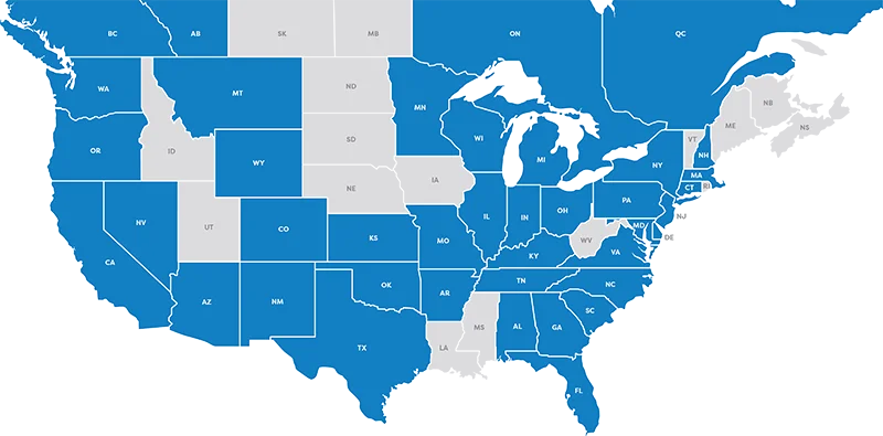 Argus Professional Storage Management Powered by SmartStop Map of North America